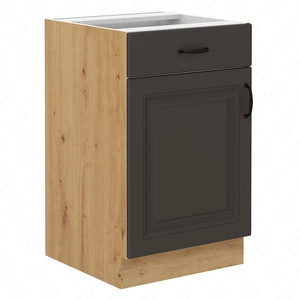 Stojatá kuchyňská skříňka se zásuvkou a policí Style 50 D 1F 1S BB skříň odolná proti páře, vysoké teplotě a rozlité kapalině