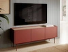 TV skříň Vellore 97 cm cihlová originální design bezúchytková čela kovové nohy v barvě čel skříně snížená horní část