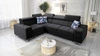 Rohová pohovka s funkcí spaní Hampton II černá levá stylová rohová pohovka měkké čalounění typ látky samet