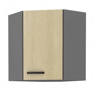 Chevron 60x60 GN-72 1F rohová kuchyňská nástěnná skříňka s dekorativním dekorem rybí kosti skříňka odolná proti vlhkosti a poškození