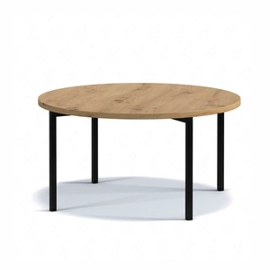 Kulatý konferenční stolek 80 cm Sampi dub řemeslný nadčasový a lehký design pevná kovová podnož ideální stolek pro každé prostředí