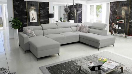Rohová sedací souprava s funkcí spaní Savona VI šedý jasan levá elegantní a pohodlná rohová sedací souprava do obývacího pokoje se dvěma nádobami na lůžkoviny 