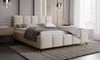 Čalouněná postel Olne 160x200 béžová stylová postel s úložným prostorem na lůžkoviny pohodlný podhlavník zaujme svým elegantním designem