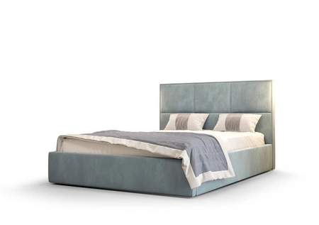 Čalouněná postel Hestia 180x200 s úložným boxem tyrkysová v moderním skandinávském stylu s pohodlným čelem