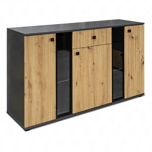 Komoda Senja 140 cm matera / dub řemeslně elegantní design dekorativní drážkované čelo s kovovou rukojetí