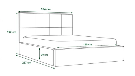 Čalouněná postel Belli 140x200 béžová stylová postel s úložným prostorem na lůžkoviny pohodlný podhlavník zaujme svým elegantním designem