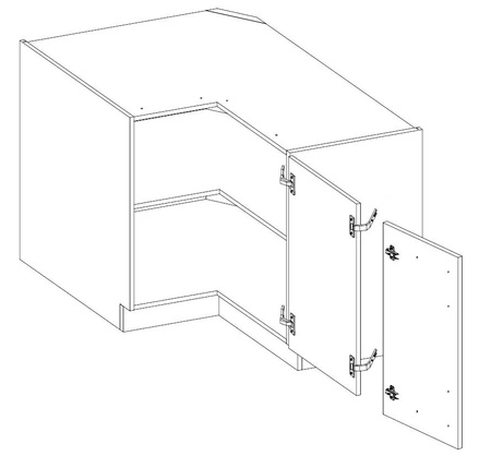 Rohová kuchyňská skříňka Valico 90x90 DN 2F BB odolná proti páře, teplu a rozlitým tekutinám