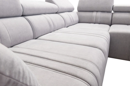 Rohová sedací souprava s funkcí spaní Castel II Lux šedý jasan pravá Pohodlná rohová sedací souprava do obývacího pokoje s pohodlným výsuvným podnožníkem