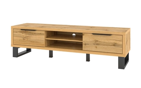 Sestava nábytku do obývacího pokoje Halle dub wotan stylový design stabilní kovová základna úchyty na hranách nábytek v loftovém stylu