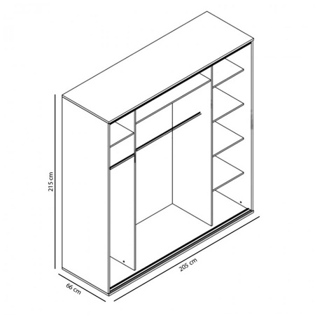 Posuvná skříň Artistino 205 cm s plážovou grafikou Korpus skříně z dubu catania vyrobený z 22 mm silné desky