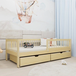 Dřevěná postel Pluto 90x200 cm borovice moderní design masivní konstrukce dětská postel z masivního borovicového dřeva