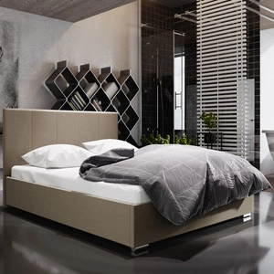 Čalouněná postel Lugo 180x200 tmavě béžová s čelem v moderním stylu ideální do ložnice