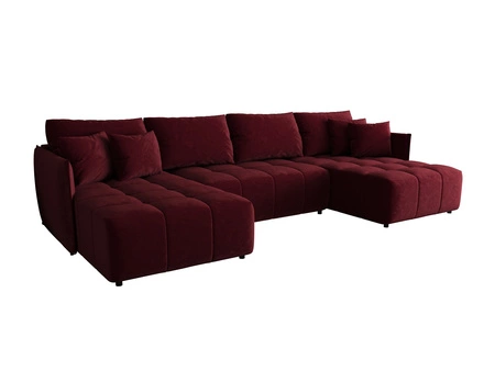 Rohová sedací souprava s funkcí spaní Oroso U vínový kontejner na lůžkoviny měkká sametová tkanina s hydrofobní vrstvou dekorativní prošívání