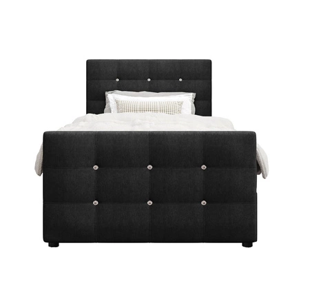 Černá kontinentální postel Kansas 100x200 v moderním skandinávském stylu s čalouněným čelem a nohama
