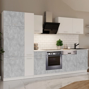 Kuchyňská sestava nábytku s pracovní deskou Toni 300 cm bílá / světlý beton kuchyňská sestava vypadá skvěle v moderních interiérech