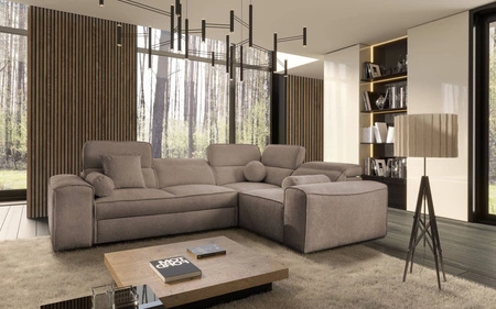 Rozkládací pohovka Viano II světle hnědá pravá designová rohová rozkládací pohovka v moderním provedení