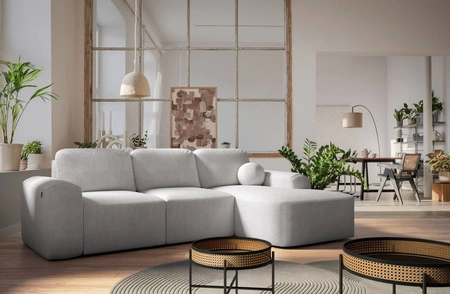 Rohová pohovka s funkcí spaní Arbon šedý jasan pravý roh moderní design se speciálním tvarem měkká látka
