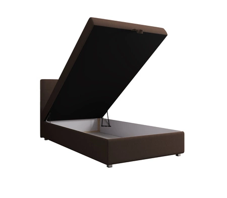 Kontinentální postel Flint 100x200 hnědá v moderním skandinávském stylu s čalouněným čelem postele s úložným boxem