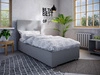 Šedá čalouněná postel Burgos 90x200 s moderním čelem ideální do pokoje pro mladé nebo malé ložnice