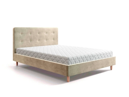 Čalouněná postel Noiro 160x200 béžová s kontejnerem v moderním skandinávském stylu s výrazným čelem