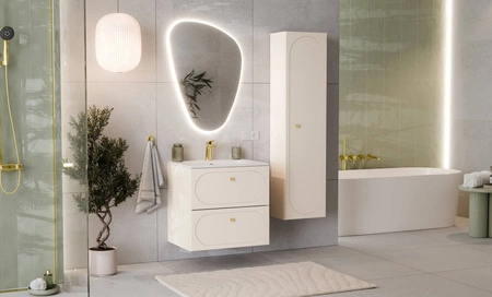 Umyvadlová skříňka Donna Sand 60 cm béžová stylová skříňka s elegantním zaobleným frézováním na čelech zásuvek zlaté kovové úchyty