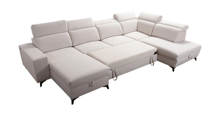 Kelly Sleek VI šedá jasanová levá rohová pohovka s funkcí spaní moderní designová rohová pohovka do obývacího pokoje s nastavitelnými opěrkami hlavy