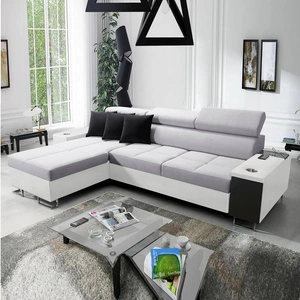 Rohová sedací souprava Dafni šedá / bílá levá strana pletené pohodlí a funkčnost při každodenním odpočinku