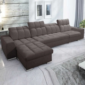 Pohovka na spaní Luigi XII hnědá levá stylová rohová pohovka do obývacího pokoje v minimalistickém a elegantním provedení