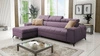 Rohová sedací souprava s funkcí spaní Bolmso fialová levá rohová sedací souprava se dvěma nádobami na lůžkoviny praktická zásuvka v boční části nábytku