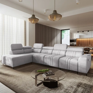 Rohová pohovka s funkcí spaní Castel XI šedý jasan levý roh pohodlná pohovka s úložným prostorem na lůžkoviny odolná látka