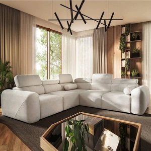 Cantare III rohová pohovka s funkcí spaní slonová kost levá pohodlná a stylová rohová pohovka do obývacího pokoje dvě nádoby na lůžkoviny