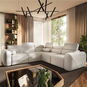 Rohová sedačka s funkcí spaní Cantare III slonová kost pravý roh pohodlná a stylová rohová sedačka do obývacího pokoje dvě nádoby na lůžkoviny