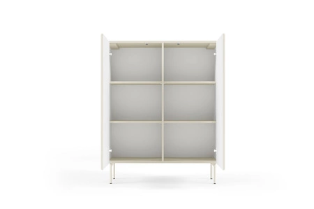 Nábytková sestava Muti béžová designová závěsná skříňka do obývacího pokoje poutavé drážky na čelech nábytku a korpusy systém push to open