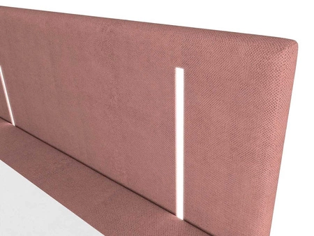 Kontinentální postel Norco 160x200 růžová stylová postel s úložným boxem s osvětlením v čele postele dodává jedinečný nádech
