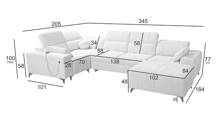 Rohová sedací souprava s funkcí spaní Penejos IV losos pravý Stylová rohová sedací souprava se dvěma lůžkovinami odolná tkanina