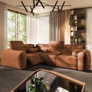 Rohová sedací souprava s funkcí spaní Cantare II Lux cihlově červená levá komfortní rohová sedací souprava do obývacího pokoje se zvedací podnožkou měkká látka