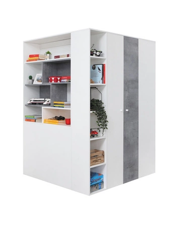 Nábytková sestava Epsilon bílá / beton ideální do dětského pokoje nebo pokoje pro mladé v módním stylu