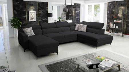 Rohová sedací souprava s funkcí spaní Savona VI černá levá Elegantní a pohodlná rohová sedací souprava do obývacího pokoje se dvěma nádobami na lůžkoviny 
