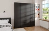 Šatní skříň Kastano 200 cm černá stylový design kovové hrany úchytek ideální šatní skříň do ložnice prostorné zásuvky