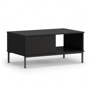 Černý konferenční stolek Tutti se zásuvkami jednoduchý tvar na kovové podnoži odolný proti rozlití