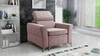 Křeslo Rava levandulově růžové praktické a pohodlné křeslo do obývacího pokoje s nastavitelnou opěrkou hlavy a úložným prostorem měkká sametová látka
