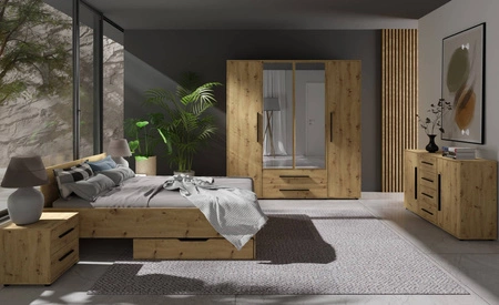 Noční stolek Maxione dub řemeslně elegantní skříňka se zásuvkami do ložnice funkční nábytek v nadčasovém designu