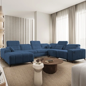 Rohová rozkládací pohovka s funkcí spaní Penejos VIII modrá levá stylová rohová rozkládací pohovka z odolné tkaniny