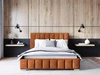 Čalouněná postel Insam 140x200 skořice Stylová postel s úložným prostorem na lůžkoviny Pohodlný podhlavník zaujme elegantním designem