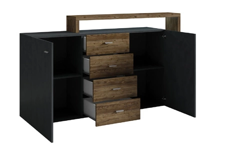 Sestava nábytku do obývacího pokoje Bota bílá / beton colorado asymetrické tvary vytvářejí jedinečnou kombinaci funkčnosti a modernosti