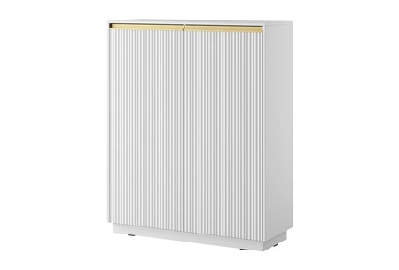 Bílá nábytková sestava Imperial Stylová nástěnná skříňka s frézovanými čely a elegantními úchytkami z broušeného zlata