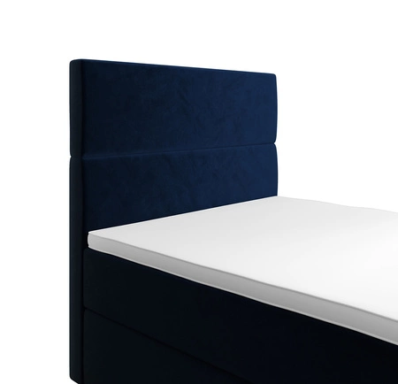 Kontinentální postel Bing 120x200 tmavě modrá v moderním skandinávském stylu s čalouněným čelem postele s úložným boxem