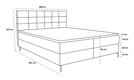 Kontinentální postel Irvine 180x200 černá stylová postel s úložným prostorem na lůžkoviny pohodlné čelo zaujme svým elegantním designem