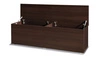 Skrzynia na pościel Maximus 157 cm kasztan wenge nowoczesny design klapy podnoszone na siłownikach obrzeża wykończone specjalną okleiną