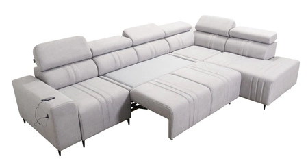 Rohová sedací souprava s funkcí spaní Castel XI šedý jasan pravá strana pohodlná rohová sedací souprava s úložným prostorem na lůžkoviny odolná látka